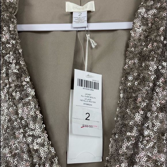 Chico's Metallic Pewter Sequins Blazer - Picture 4 of 4